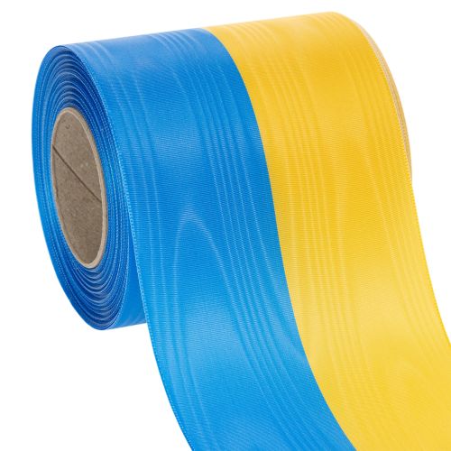 Itens Fita de guirlanda em moiré azul e amarelo, 100 mm, fita nacional, fita de clube, fita decorativa, fita festiva de luto, acetato