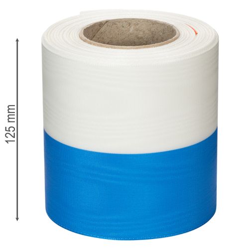 Itens Fita decorativa de tafetá azul e branca com efeito moiré para guirlandas, 100 mm.