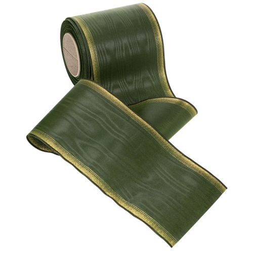Itens Fita decorativa para guirlanda em moiré verde escuro, 100 mm, fita de tafetá.