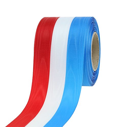 Floristik24 Fita para guirlanda moiré azul-branco-vermelho 75mm
