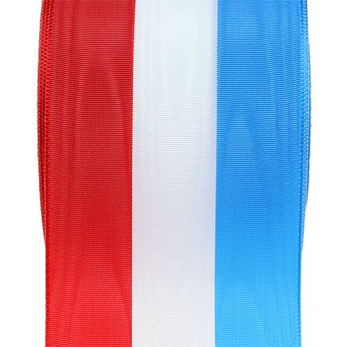 Floristik24 Fita para guirlanda moiré azul-branco-vermelho 75mm