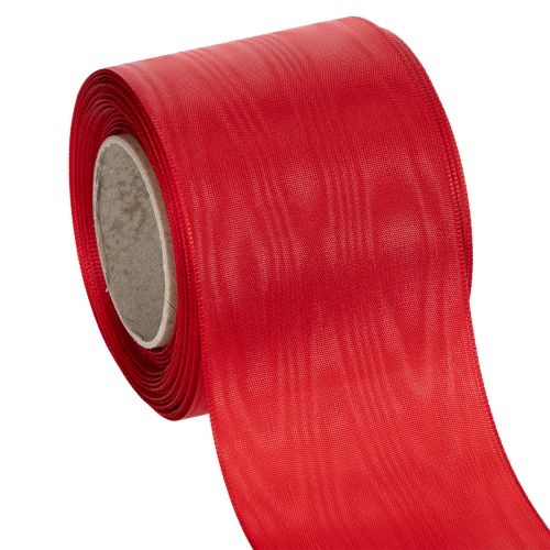 Floristik24 Fita vermelha para guirlanda, 75 mm x 25 m - Arranjos florais e decoração funerária, fita resistente para escrita.