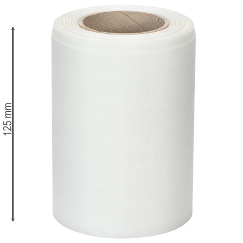 Fita decorativa branca para coroa de flores, 125 mm, 25 m, para cerimônias fúnebres e decoração de túmulos. | Floristik24.pt