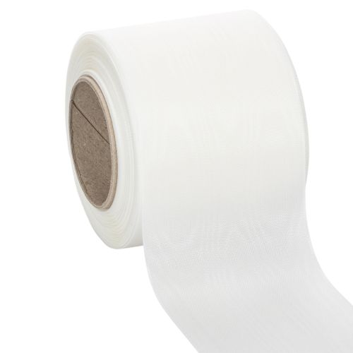 Floristik24 Fita branca para guirlanda, de alta qualidade, 75 mm x 25 m - fita decorativa para arranjos florais e serviços funerários, ideal para impressão.