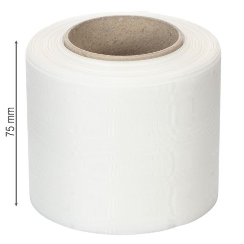 Itens Fita branca para guirlanda, de alta qualidade, 75 mm x 25 m - fita decorativa para arranjos florais e serviços funerários, ideal para impressão.