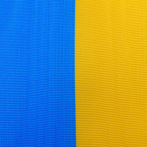 Itens Coroa de fitas moiré azul-amarelo 125 mm