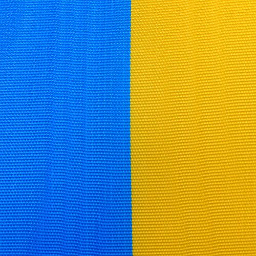 Floristik24 Coroa de fitas moiré azul-amarelo 125 mm