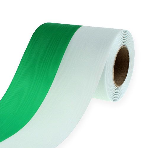 Fitas de guirlanda Moiré verde-branco 100mm 25m