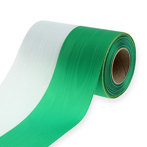 Itens Coroa de fitas moiré verde-branco 150mm 25m