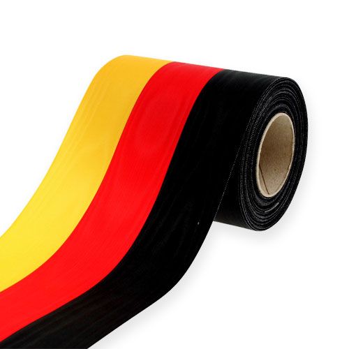 Floristik24 Fitas para guirlanda Moiré preto-vermelho-dourado 125 mm