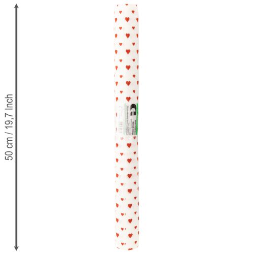 Itens Papel Crepom com Corações Crepe Florista Dia das Mães Vermelho, Branco 50×250cm