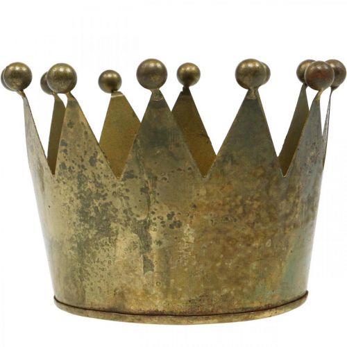 Floristik24 Coroa Deco decoração de mesa de metal estilo latão antigo Ø14cm A9cm