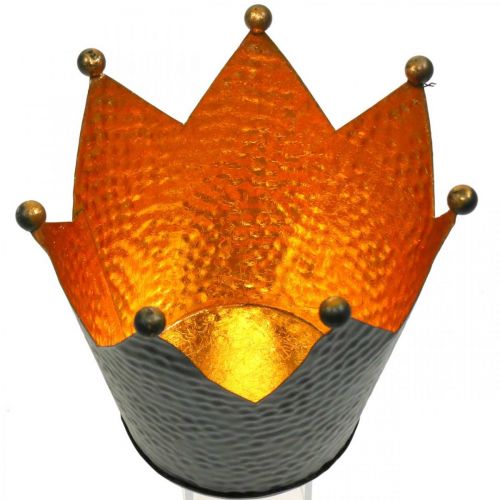 Floristik24 Suporte de tealight coroa ouro preto decoração de mesa de metal H13.5cm