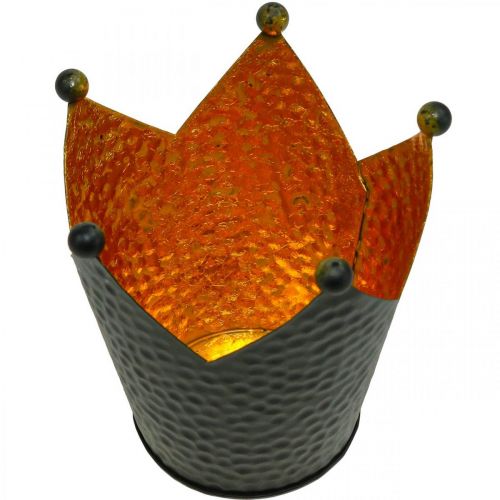 Itens Suporte para velas de chá coroa decoração em metal ouro preto H11cm