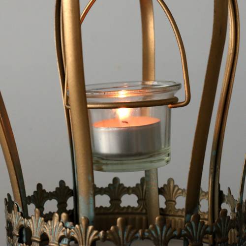 Floristik24 Porta-velas com coroa Deco ouro Ø19cm H29cm