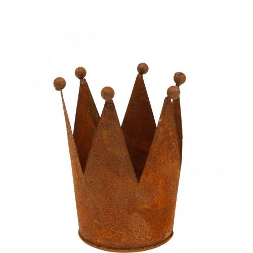 Coroa em metal com decoração ferrugem para plantio de pátina Ø10,5cm Alt.13,5cm