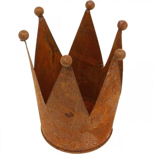 Floristik24 Coroa em metal com decoração ferrugem para plantio de pátina Ø10,5cm Alt.13,5cm