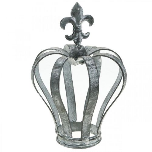 Floristik24 Coroa decorativa, decoração de mesa, decoração em metal prateado, branco lavado H16cm Ø11cm