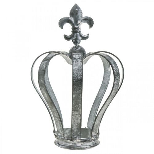Floristik24 Coroa decorativa, decoração de mesa, decoração em metal prateado, branco lavado H16cm Ø11cm