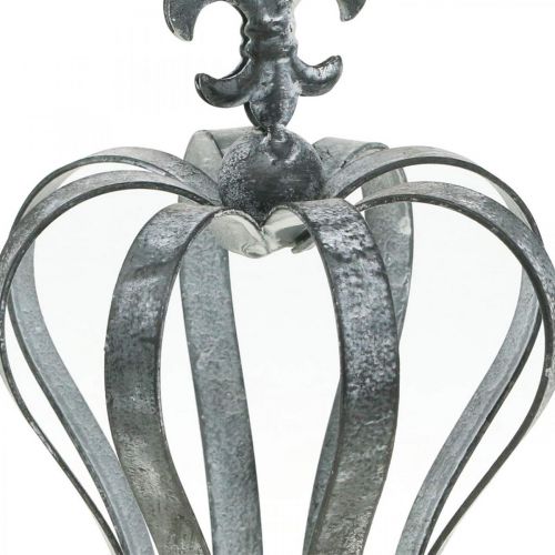 Floristik24 Coroa decorativa, decoração de mesa, decoração em metal prateado, branco lavado H16cm Ø11cm