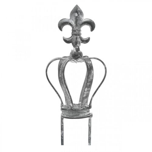 Floristik24 Coroa plug decorativa em metal cinza, branco lavado Ø6,5cm Alt 12cm