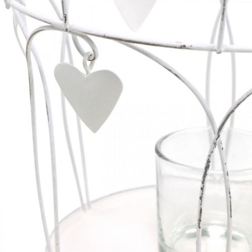 Itens Coroa com decoração de coração, porta-velas, shabby chic branco Ø19cm Alt.28,5cm
