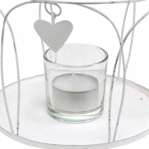 Itens Coroa com decoração de coração, porta-velas, shabby chic branco Ø19cm Alt.28,5cm