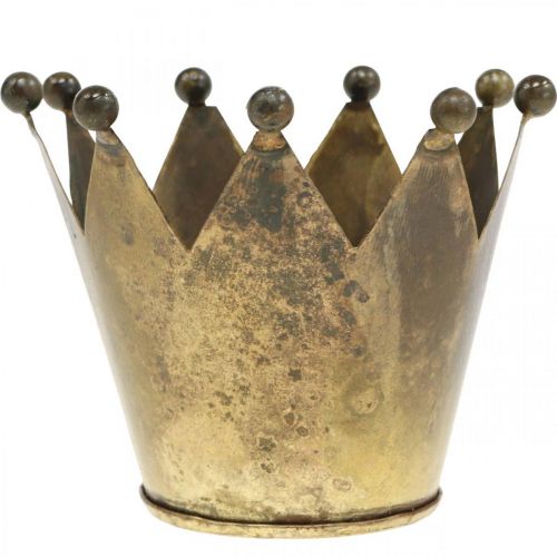 Itens Porta-velas de latão estilo antigo em metal coroa Ø10cm Alt.8cm
