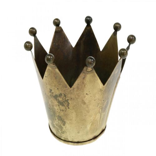 Floristik24 Suporte de vela de coroa metal bronze antigo look Ø12.5cm H11.5cm