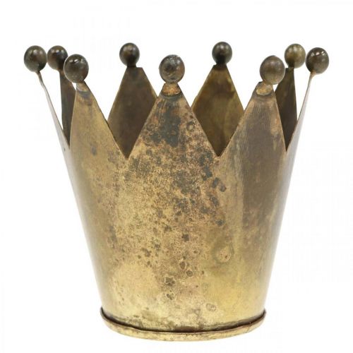 Itens Suporte de vela de coroa metal bronze antigo look Ø12.5cm H11.5cm