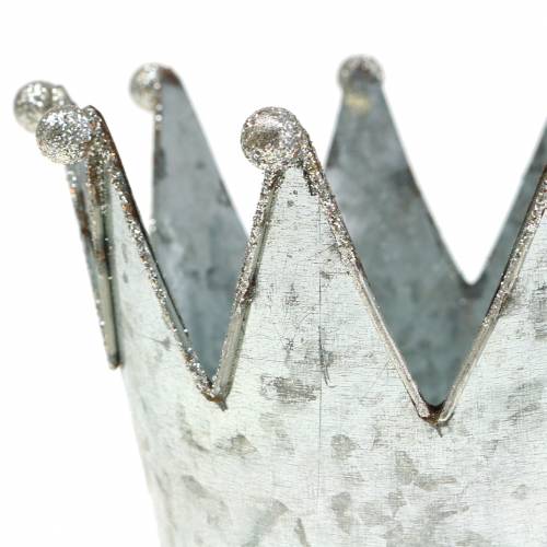Floristik24 Pote decorativo coroa metal prata Ø13.5cm H11.5cm 2pcs