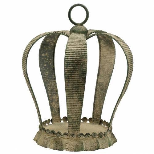 Floristik24 Coroa decorativa de metal antigo verde musgo, bege Ø28cm Alt.36,5cm