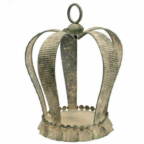 Floristik24 Coroa decorativa de metal antigo verde musgo, bege Ø28cm Alt.36,5cm