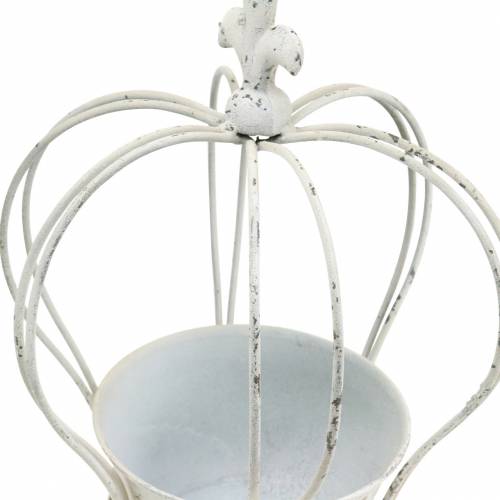 Floristik24 Coroa com casca de metal decoração branca Alt.26cm