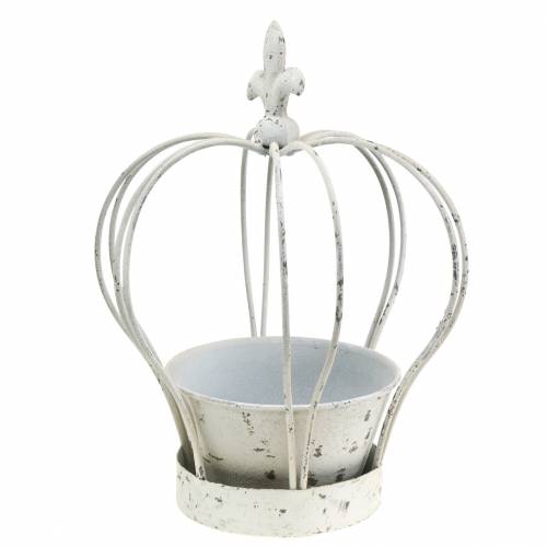 Floristik24 Coroa com casca de metal decoração branca Alt.26cm