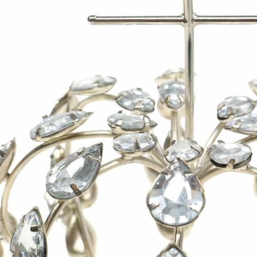 Floristik24 Coroa com diamantes e prata cruzada Ø11cm Alt.17cm