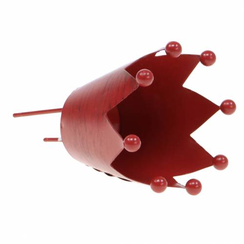 Itens Coroa porta-vela para colar vermelho Ø7,5cm Alt.11cm