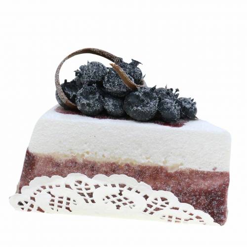 Floristik24 Pedaço de bolo de mirtilo artificial 10cm
