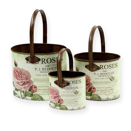 Floristik24 Conjunto de banheira decorativa com alça, motivo rosa 3 unidades