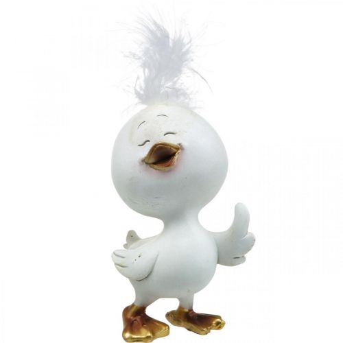 Feliz pintinho de Páscoa, pato com pena, pintinho de decoração de Páscoa branco, dourado H14cm