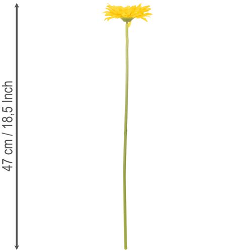 Flores artificiais de gérbera, amarelo ensolarado, flor de jardim, 47 cm, 6 peças | Floristik24.pt