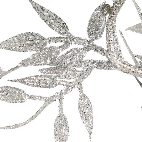 Floristik24 Guirlanda artificial com glitter prateado guirlanda de folhas de samambaia 180 cm 3 unidades