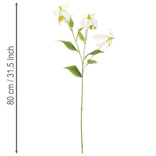 Flor artificial Gloriosa, branca e amarela, elegante ramo florido para decoração, 80 cm, 3 peças. | Floristik24.pt