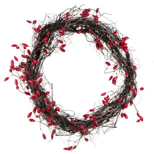 Floristik24 Coroa de rosas artificiais decoração de outono coroa vermelha Ø50cm
