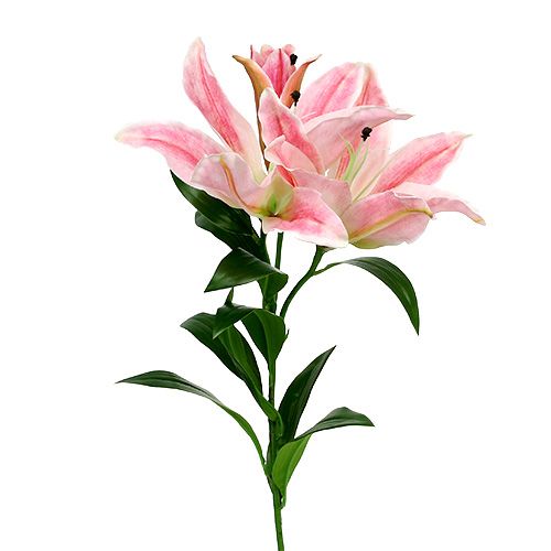 Lírio Artificial Rosa Real Touch 100cm