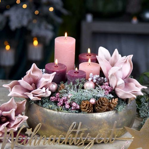 Floristik24 Magnólia artificial flor de espuma rosa antiga flor artificial Ø10cm 6 peças