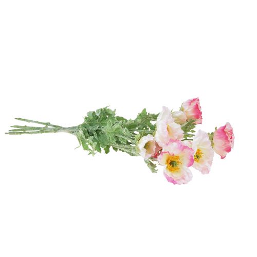Itens Flores de seda decorativas de papoulas artificiais rosa 42 cm 4 unidades