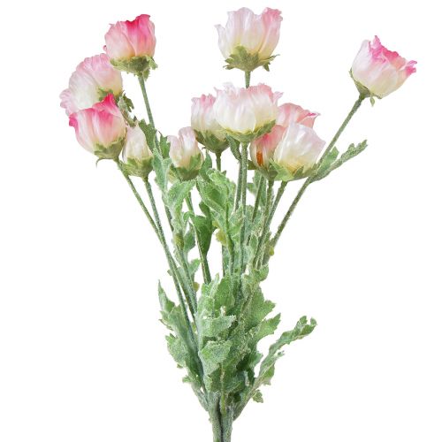 Flores de seda decorativas de papoulas artificiais rosa 42 cm 4 unidades
