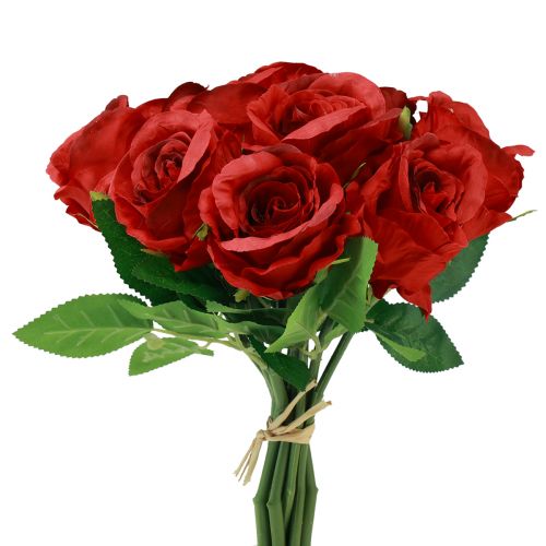 Floristik24 Rosas artificiais em buquê vermelho 30 cm 10 unidades