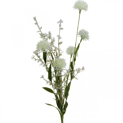Floristik24 Flor artificial do prado buquê de flores de seda branca Flores artificiais